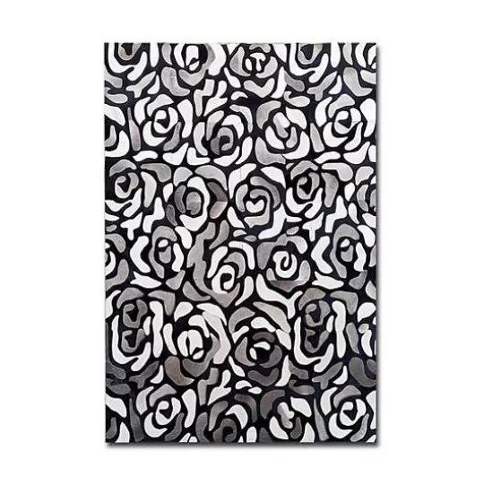 New MacKenzie-Childs Abstract Roses Hair on Hide Grey 8' x 10' Rug