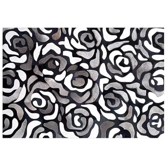 Shop MacKenzie-Childs Abstract Roses Hair on Hide Grey 5' x 8' Rug