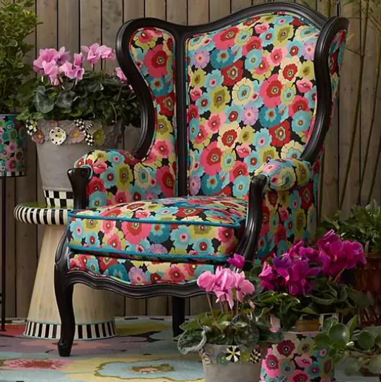 Cheap MacKenzie-Childs Always Flowers Outdoor Wing Chair