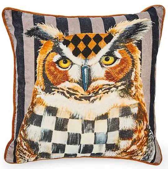 Shop MacKenzie-Childs Autumnology Check Owl Throw Pillow