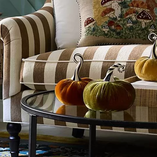 Flash Sale MacKenzie-Childs Autumnology Orange Twisted Stem Velvet Pumpkin