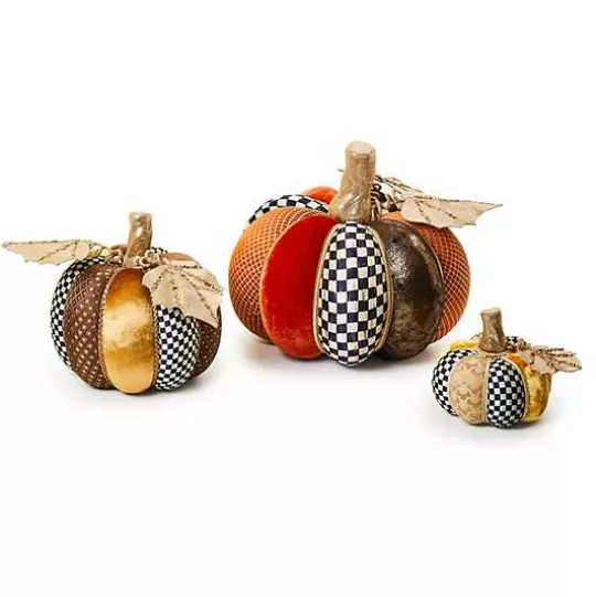 New MacKenzie-Childs Autumnology Velvet Pumpkins, Set of 3