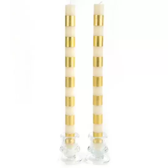 Discount MacKenzie-Childs Bands Gold Dinner Candles, Set of 2