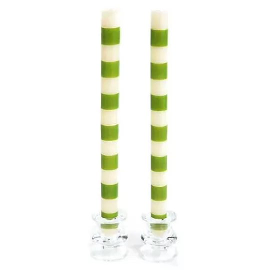 Outlet MacKenzie-Childs Bands Green Dinner Candles, Set of 2