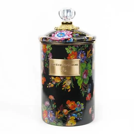 Hot MacKenzie-Childs Black Flower Market Large Canister