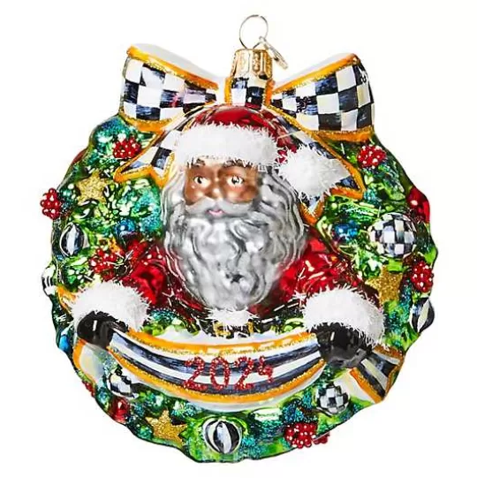 Flash Sale MacKenzie-Childs 2024 Black Santa Glass Wreath Ornament