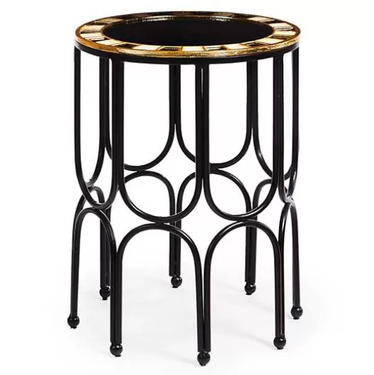 Outlet MacKenzie-Childs Black Tie Round Accent Table