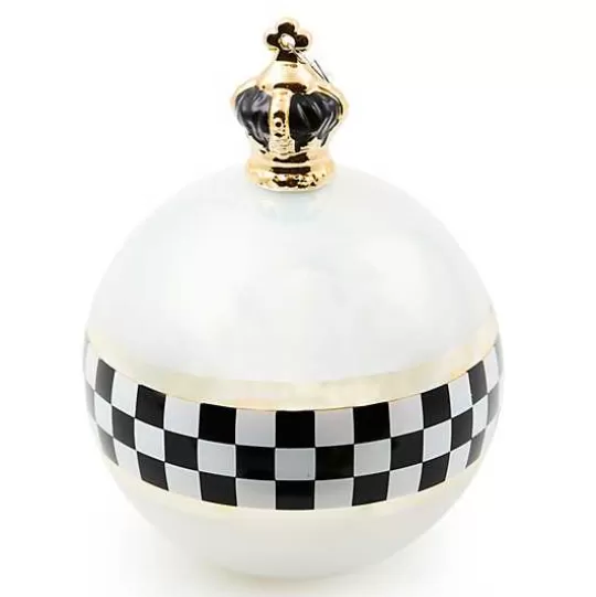 Outlet MacKenzie-Childs Black  White Crown Jumbo Glass Ball Ornament