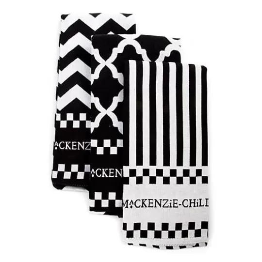 Best MacKenzie-Childs Black  White Zig Zag Dish Towels, Set of 3