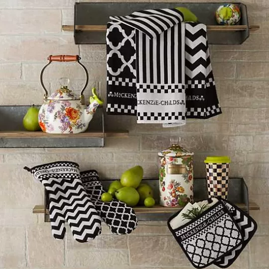 Best MacKenzie-Childs Black  White Zig Zag Dish Towels, Set of 3