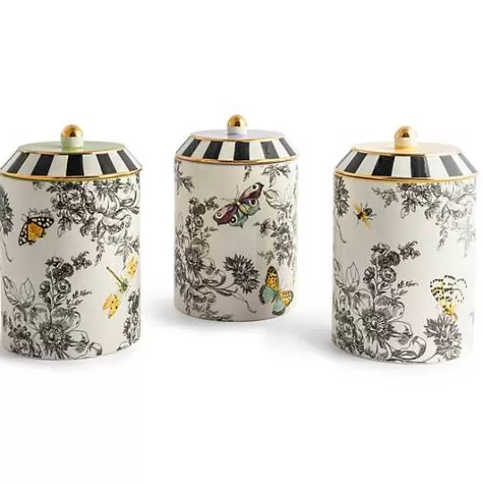 Cheap MacKenzie-Childs Butterfly Toile Canisters, Set of 3