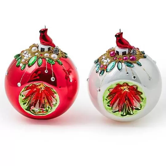 Shop MacKenzie-Childs Cardinal Glass Reflector Ornaments, Set of 2