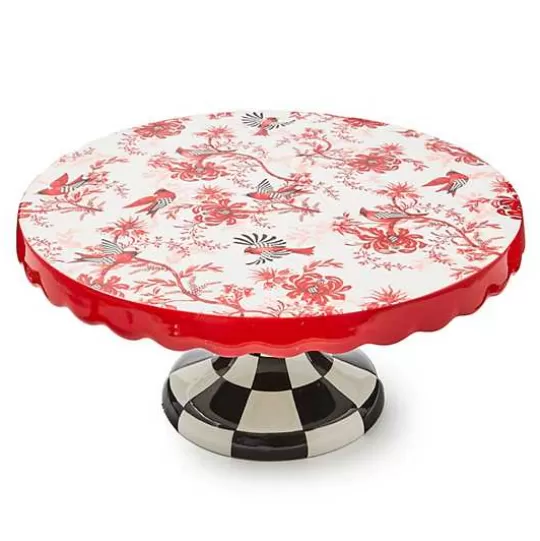 Store MacKenzie-Childs Cardinal Toile Large Pedestal Platter