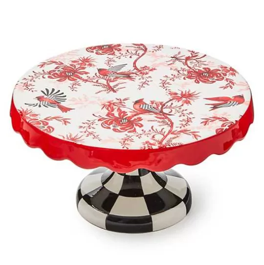 Best MacKenzie-Childs Cardinal Toile Small Pedestal Platter