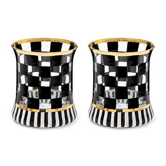 Outlet MacKenzie-Childs Carnival Black Tumbler Glass, Set of 2