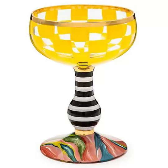 Best Sale MacKenzie-Childs Carnival Yellow Coupe Glass