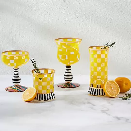 Shop MacKenzie-Childs Carnival Yellow Tumbler Glass, Set of 2