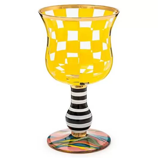 Cheap MacKenzie-Childs Carnival Yellow Wine Glass