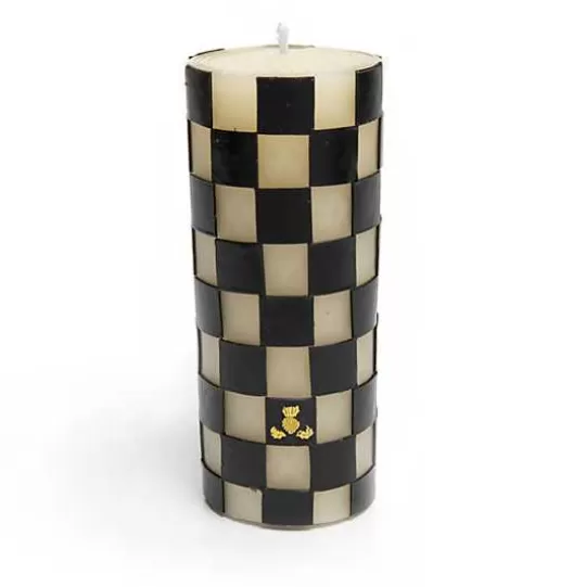 Sale MacKenzie-Childs Check 6 Black Pillar Candle