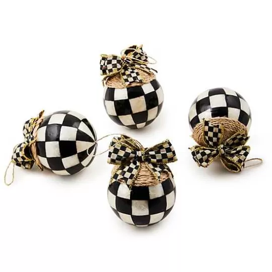 Store MacKenzie-Childs Check Capiz Ball Ornaments, Set of 4