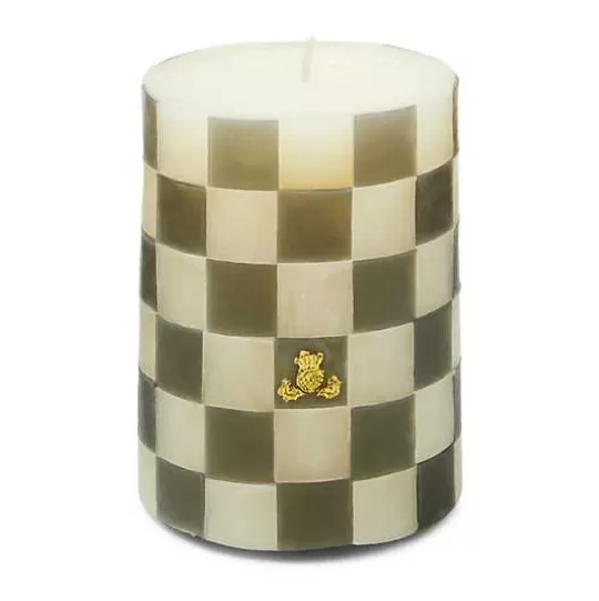 Discount MacKenzie-Childs Check Grey 4 Pillar Candle