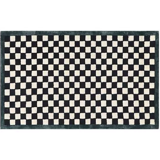 New MacKenzie-Childs Check It Out Emerald 2'3 x 3'9 Rug