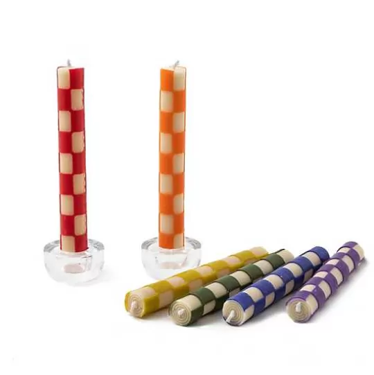 Best Sale MacKenzie-Childs Check Rainbow Mini Dinner Candles, Set of 6