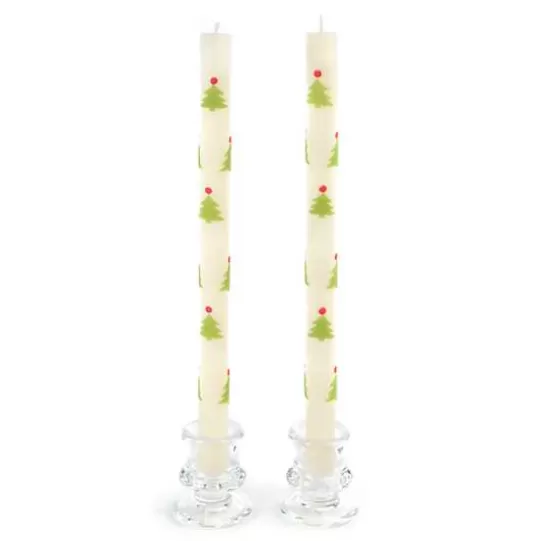 Discount MacKenzie-Childs Christmas Tree Dinner Candles - Red  Green - Set of 2