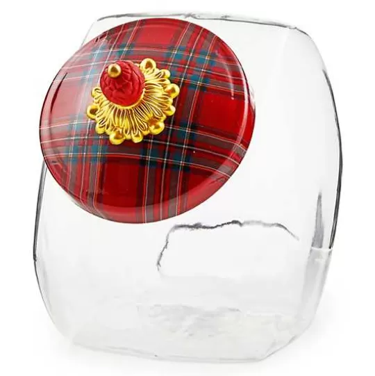 Fashion MacKenzie-Childs Cookie Jar with Red Tartan Lid