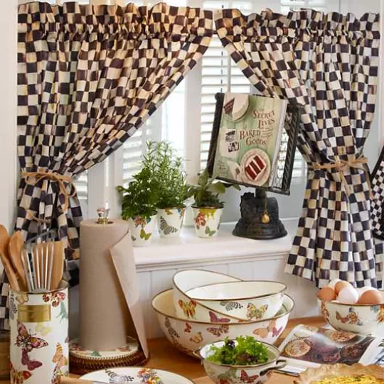 Shop MacKenzie-Childs Courtly Check Cafe Curtains, Set of 2