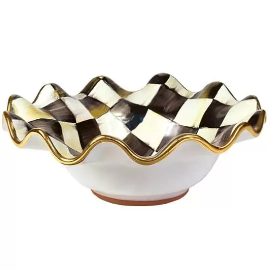 Store MacKenzie-Childs Courtly Check Ceramic Fluted Breakfast Bowl