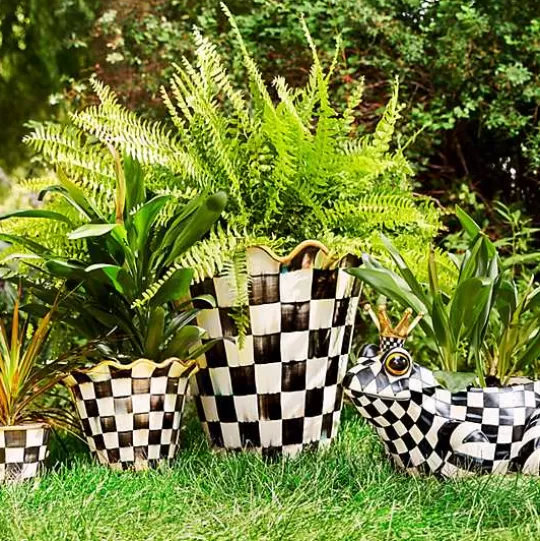 Discount MacKenzie-Childs Courtly Check Ceramic Jumbo Garden Pot