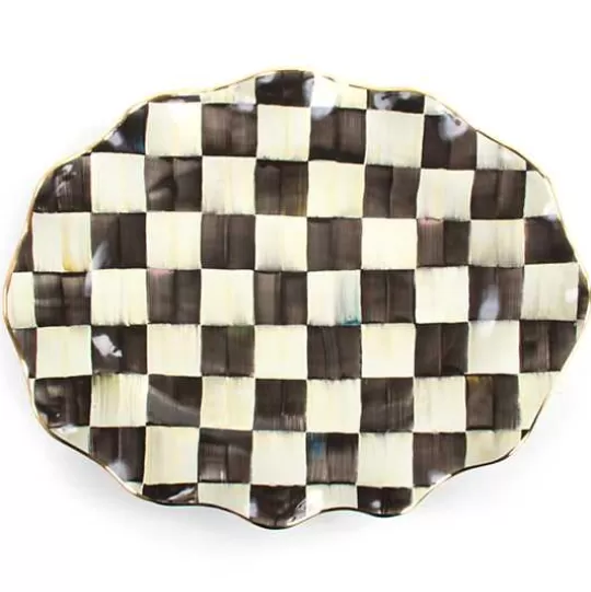 Store MacKenzie-Childs Courtly Check Ceramic Large Serving Platter