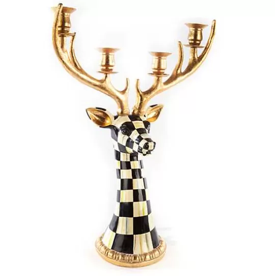 Best Sale MacKenzie-Childs Courtly Check Deer Head Candelabra