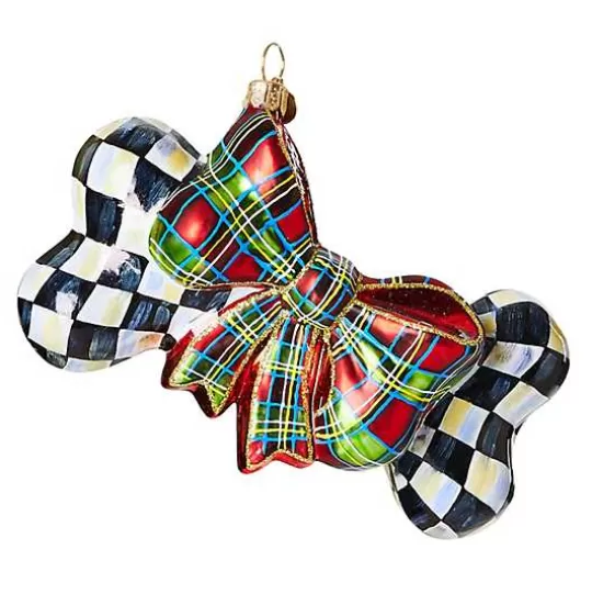 Fashion MacKenzie-Childs Courtly Check Dog Bone Glass Ornament