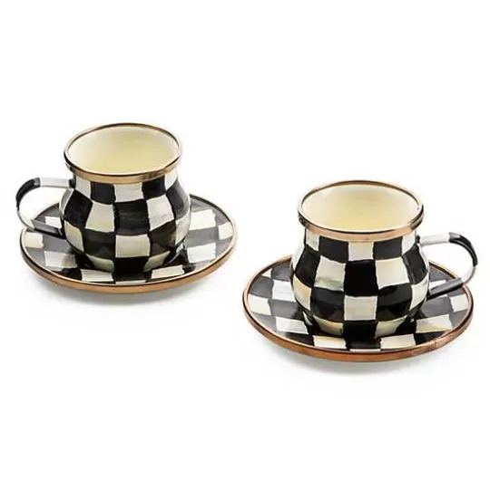 Hot MacKenzie-Childs Courtly Check Espresso Cup  Saucer Set