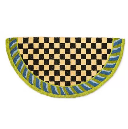 Discount MacKenzie-Childs Courtly Check Half Round Blue  Green Entrance Mat