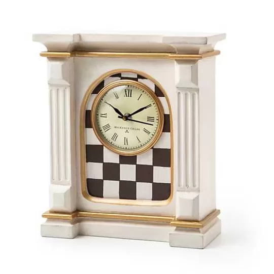 Store MacKenzie-Childs Courtly Check Off White Mantel Clock