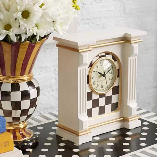 Store MacKenzie-Childs Courtly Check Off White Mantel Clock