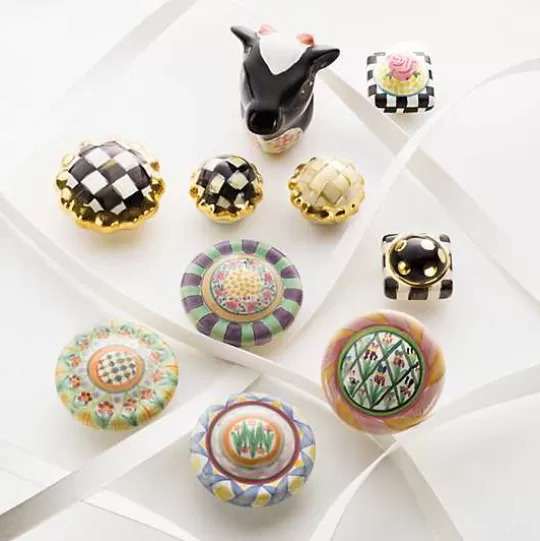 Store MacKenzie-Childs Courtly Check Petit Four Round Knob