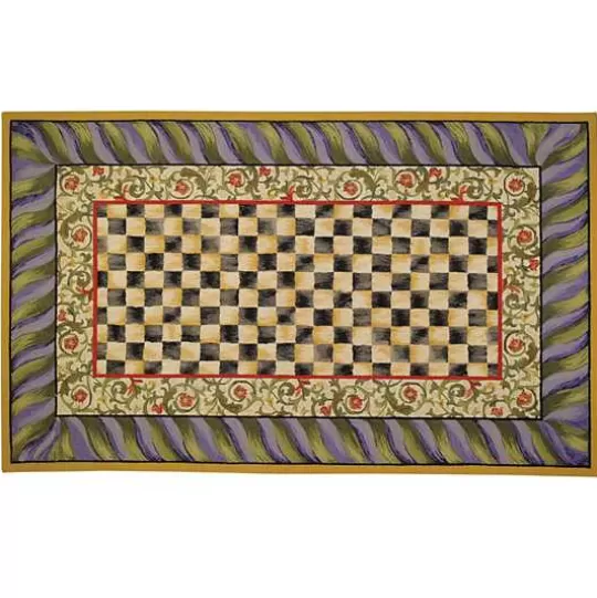 Best MacKenzie-Childs Courtly Check Purple  Green 5' x 8' Rug