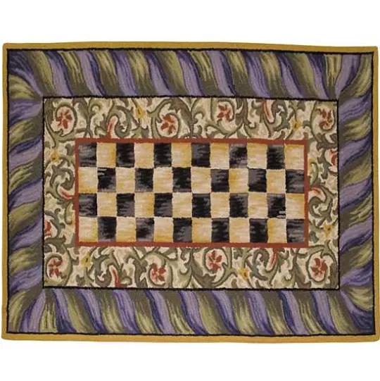 Best MacKenzie-Childs Courtly Check Purple  Green 3' x 5' Rug