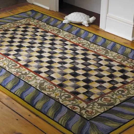 Best MacKenzie-Childs Courtly Check Purple  Green 5' x 8' Rug