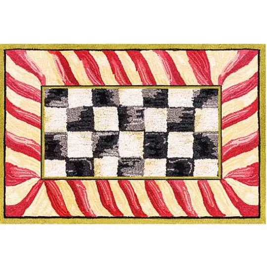 Shop MacKenzie-Childs Courtly Check Red  Gold 2' x 3' Washable Rug