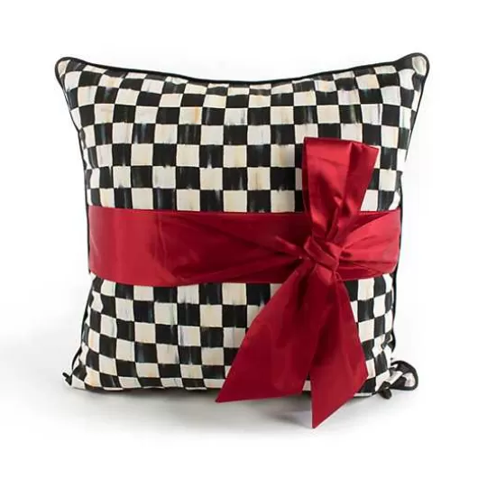 Best Sale MacKenzie-Childs Courtly Check Red Sash Throw Pillow