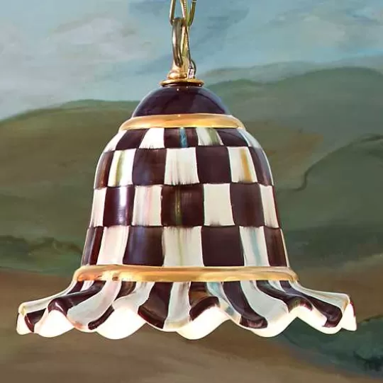 Best MacKenzie-Childs Courtly Check Small Ceramic Pendant Lamp