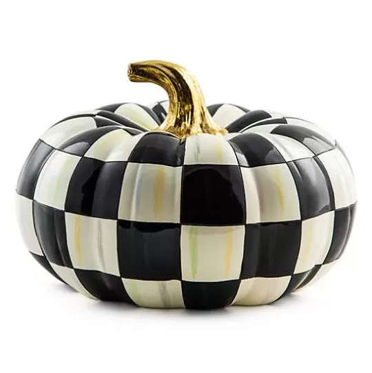 Fashion MacKenzie-Childs Courtly Check Squashed Glossy Medium Pumpkin