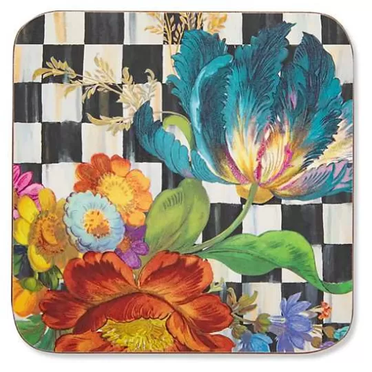 Fashion MacKenzie-Childs Courtly Flower Market Cork Back Coasters, Set of 4
