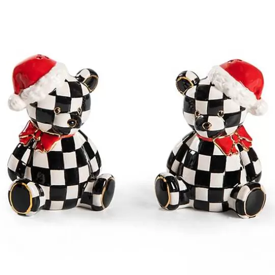 New MacKenzie-Childs Courtly Santa Bear Salt  Pepper Set