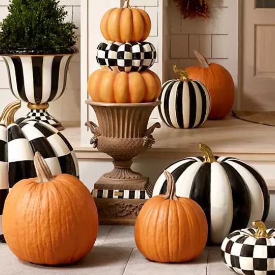 Clearance MacKenzie-Childs Courtly Stripe Glossy Large Pumpkin